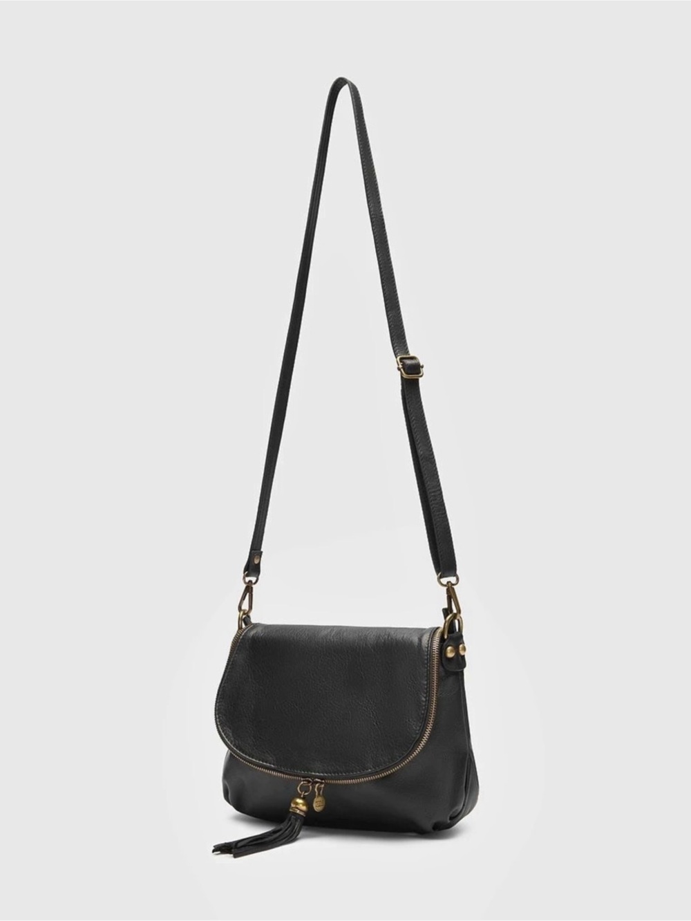 Authentic Black Leather Crossbody Bag- Shoulder Bag- Vera Pelle Italy